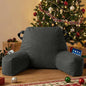 Portable Comfy Reading Pillows for Bed Sitting Up(Grey Oeko-Tex), Velvet Back Pillow with Arms & Pockets for Adults, Support Memory Foam Bed Pillow for Dorm/Reading/Watching/Gaming