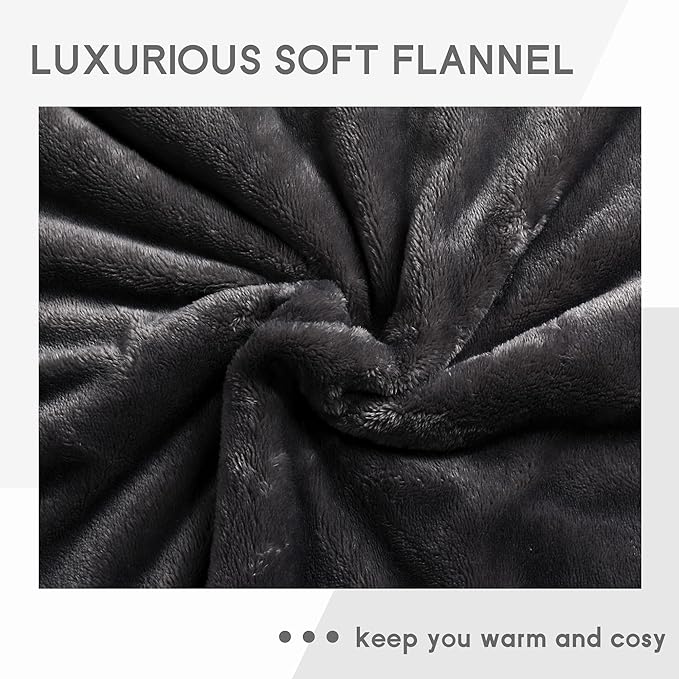 Heated Blanket Electric Throw 50''x60'', 3 Hour Auto Shut-Off 6 Heating Levels Small Warm Soft Flannel Electric Blanket Machine Washable - Dark Gray