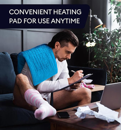 GENIANI Electric Throw - XXL Heating Pad for Back Pain & Menstrual Pain Relief, Auto Shut Off, Machine Washable, Moist Heat Pad for Neck and Shoulder, Cramps Relief, Aqua Blue 18'‘×26’’