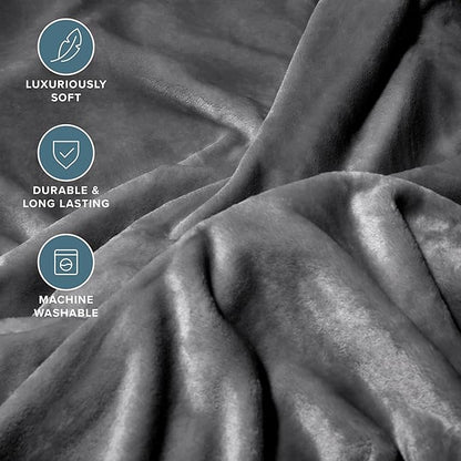 Bare Home Fleece Blanket - Giant Size - Ultra-Soft Lightweight for Bed, Sofa, and Couch - Luxury Microplush - Cozy Warm Blanket (Giant, Grey)