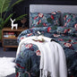 Floral Duvet Cover King Size Striped Green Botanical Bedding Set with Red Flower 3 Pieces Palm Leaf Soft Microfiber Reversible Duvet Cover Set for Men Women