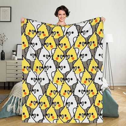 Too Many Cockatiel Blanket Flannel Fleece Throw Blanket Durable Couch Blankets Home Decor for Bed and Sofa Super Soft Warm Blankets for All Season 50x40 inch