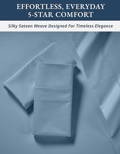 LANE LINEN 100% Egyptian Cotton Queen Sheet Set, Soft & Comfy Thick Fully Elasticized Mercerized Cotton Sheets Queen Size Set, No Pill Fade Resistant - Mountian Spring