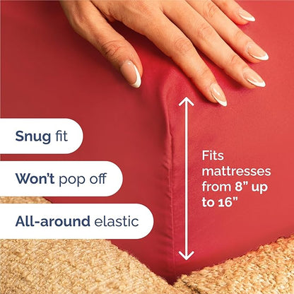 Split King Sheets Set 7 Piece - Includes 4 Pillowcases - Bed Sheets Split King Size - Soft Hotel Luxury Bedding - Cooling, Comfy & Breathable - 1 Flat & 2 Fitted & 4 Pillowcases w/ Deep Pockets - Red