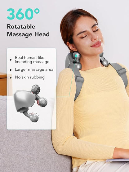 SKG Neck Massager for Pain Relief Deep Tissue Shiatsu Neck and Shoulder Cordless Massger with Heat Christmas Gifts for Men and Women Dad Mom Grandpa H7 Ultra Grey