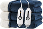 Electric Heated Blanket Queen Size 84"x90" - Dual-Sided with Microplush & Sherpa Fabric, 4 Heat Settings & 10 Hours Auto Off, Dual Controller, Machine Washable - Dark Blue