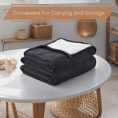Electric Heated Blanket 72"x84" Full Size - Flannel & Sherpa Fabric Dual-Sided, 6 Heat Settings & 1-10 Hours Auto Off, Soft & Cozy Warming Throw for Home, Office, or Bed, Machine Washable, Iron Gray