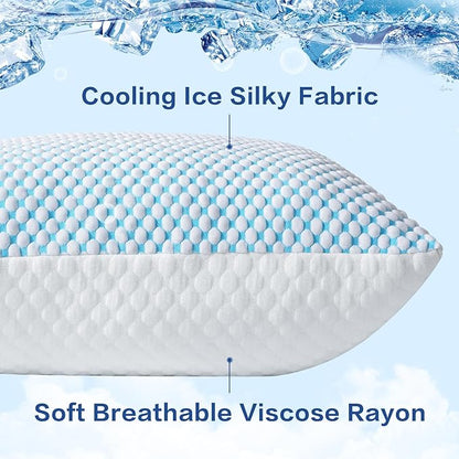 EASELAND Firm Pillow Shredded Memory Foam(Adjustable Loft), Cooling Breathable for Sleeping King Size 2 Pack