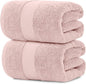 White Classic Pink 650 GSM Cotton Bath Sheet Towel - Extra Large 35x70, Luxury Soft, Highly Absorbent, Quick Dry, 2 Pack