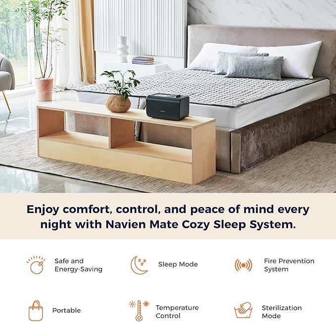 EQM 582, King – EMF-Free Water Heated Mattress Pad Warmer – Dual Temperature Control – WiFi Enabled & Eco-Friendly – Helps Soothe & Relieve Stress, Muscle Soreness, & Tension
