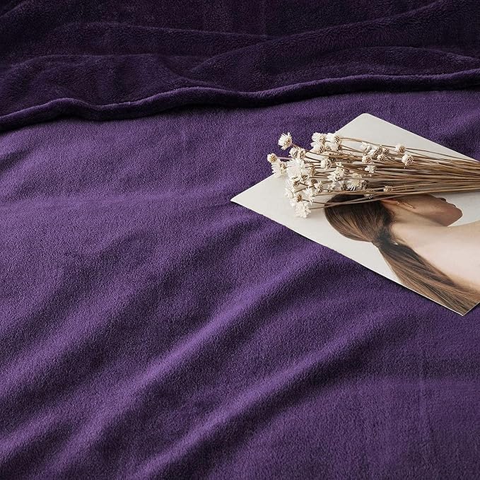 IR Imperial Rooms Fleece Blankets Queen Size 90x90 Inches- 8 Pack - Super Soft Fluffy Throw Blanket for Sofa and Bed - Warm and Cozy Lightweight 400 GSM Microfiber Bed Throws Blankets (Queen, Purple)
