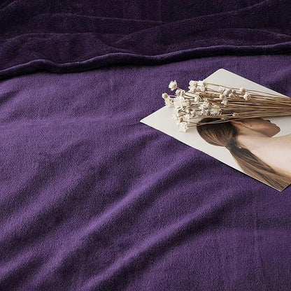 IR Imperial Rooms Fleece Blankets Queen Size 90x90 Inches- 8 Pack - Super Soft Fluffy Throw Blanket for Sofa and Bed - Warm and Cozy Lightweight 400 GSM Microfiber Bed Throws Blankets (Queen, Purple)