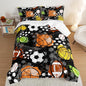Kids Sports Balls Bedding Queen Comforter Set for Boys,Tie-Dyed Football Basketball Baseball Print Comforter Set for Kids Bedroom Decor,Sports Themed Bedding Comforter Set with 2 Pillowcases.