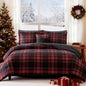 MaiRêve King Comforter Set, Classic Red Black Plaid Bedding Set 7 Pieces, Farmhouse Lightweight All Season Bed in a Bag with Sheets, Pillowcases & Shams