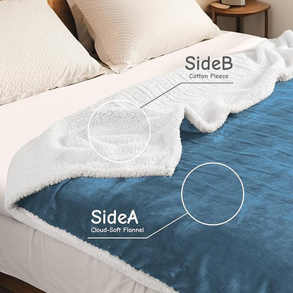 Electric Heated Blanket Full Size 72"x84", Soft Flannel with Overheat Protection, 6 Adjustable Heat Settings & 10-Hour Auto-Off Timer, Fast Heating for Winter Comfort, Blue