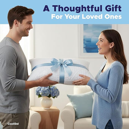 CoolGel Cooling Pillow Standard Size - Shredded Memory Foam Pillow with Double Sided Cooling Gel for Hot Sleepers, Breathable Washable Quilted Cover, Neck and Spine Support
