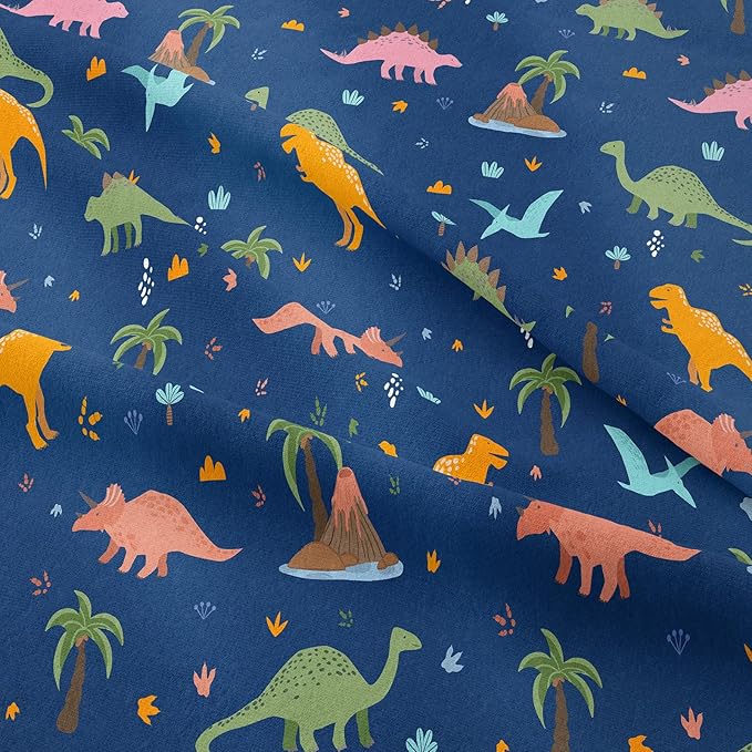 Peopleareok Dinosaur Comforter Set Full (79x90 Inch), 3 Pieces Dark Blue Dinosaur Bedding Set for Boys Teens, Super Soft Lightweight Dinosaurs Print Comforter Sets for All Seasons