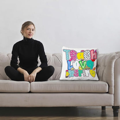Teacher Appreciation Gifts Pillow Covers 18x18, Back to School Gifts for Teachers, Teacher Gifts First Dat of School, Teach Love Inspire Trendy Pillow Covers for Teachers