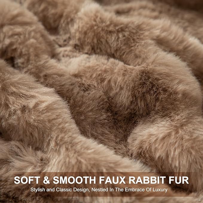 Faux Fur Twin Electric Blanket 62"X84" - Bubble Faux Fur Heated Blanket Fluffy Soft Fuzzy with 6 Fast Heating Levels & 10 hrs Timer Settings, Washable & ETL Certified for Office Bed, Tie-Dye Brown