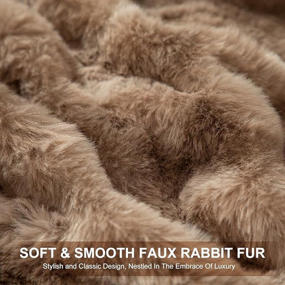 Faux Fur Twin Electric Blanket 62"X84" - Bubble Faux Fur Heated Blanket Fluffy Soft Fuzzy with 6 Fast Heating Levels & 10 hrs Timer Settings, Washable & ETL Certified for Office Bed, Tie-Dye Brown