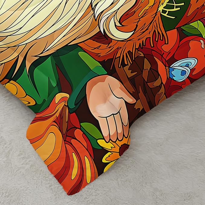 Sunflower Gnome Comforter Set Queen Size, Sunflower Bedding Set for Kids Boys Girl, Yellow Comforter for Home Room Decor
