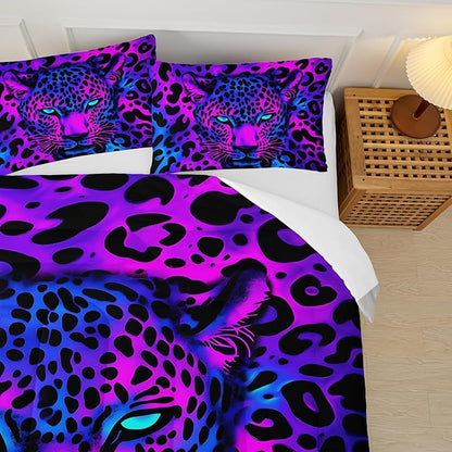 Leopard Print Comforter Set for Queen Size Bed，Cheetah Print Bedding Set Queen，with 1 Comforter with 2 Pillow Case