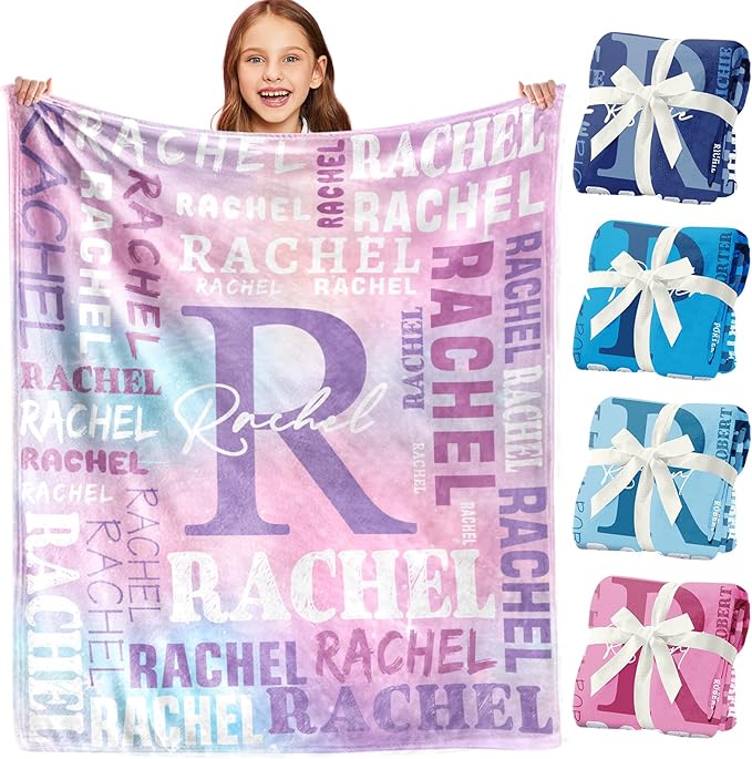 Personalized Blankets for Teen Girls Boys - Printed in USA, Custom Blanket with Kids Names, Ultra-Soft Flannel Monogrammed Baby Throws Blankets, Customized Christmas Brithday Gifts for Adults