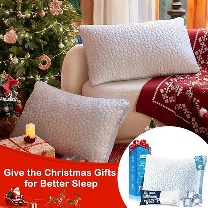 QUTOOL Enhanced Cooling Gel Pillow Standard Size 1 Pack, CertiPUR-US Shredded Memory Foam Pillows for Hot Sleepers, Support Yet Soft Adjustable Bed Pillow for Side, Back, Stomach Sleepers, Home Gifts