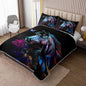 HOSIMA Art Horse Queen Size Bedding Set,Wildlife Colorful Horse Print Black Quilt Aesthetic Room Decor,Multicolor Butterfly Pattern Lightweight Quilt,Animal Bedding with 2 Pillowcases.