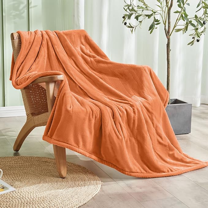 Electric Heated Blanket,Flannel & Sherpa Heated Twin Blanket 62"x84",Fast Heating Soft Fleece Blanket with 8 Heating Levels & 8H Auto Off-Orange
