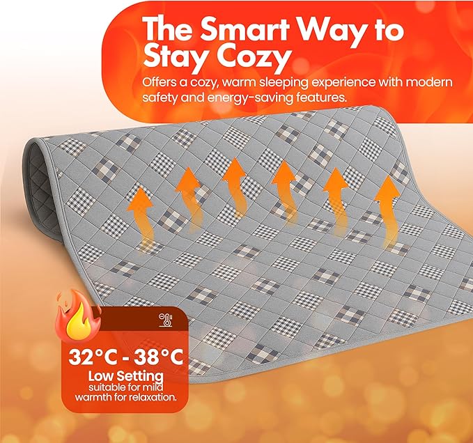 GML Bedding Heated Mattress Pad Toppers – Electric Bed Warmer with Smart Controller, Waterproof Quilted Layer, Adjustable Timer, Machine Washable, Dual Heat System for Comfortable Sleep, Queen 71x55