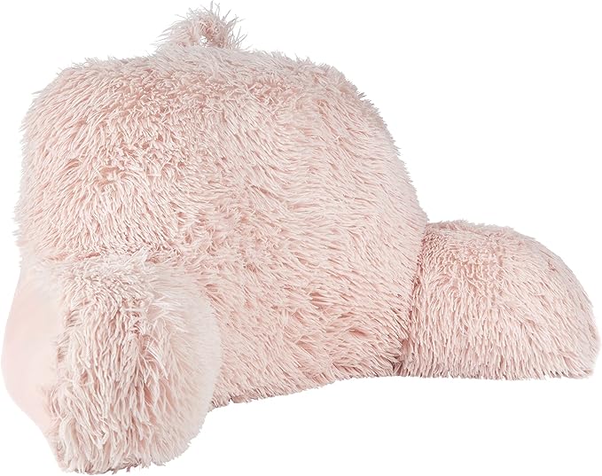 Klear Vu Shaggy Reading Pillow Back Rest Body Pillow for Adults and Kids, Lumbar and Arm Support on Bed, Chair, Couch, Sofa and Floor, 30" x 21", One Size, Dusty Rose