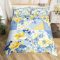 Castle Fairy Retro Flowers Duvet Cover Set Full Size,Yellow Blue Floral Botanical Comforter Cover with 2 Pillowcases,Plaid Dots Paisley Geometric Breathable Bedspread for Boys Teens,Pillow Sham