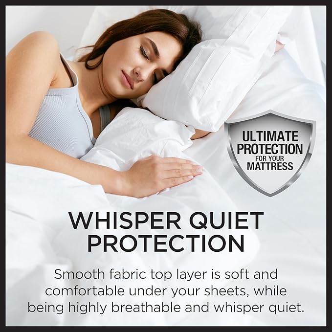 Protect-A-Bed Essential Mattress Pad Full, 100% Waterproof, Dust Mite Barrier Mattress Pad, Breathable & Quiet, Antimicrobial, Fits 11"-18" Mattresses