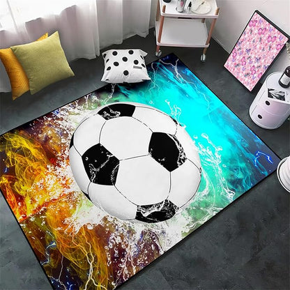 Football & Soccer Rugs for Boys Bedroom 3'x5' Sports Rugs for Boys Bedroom Living Room Playroom Sports Carpet for Kids Soccer Room Decor Sofa Floor Mats