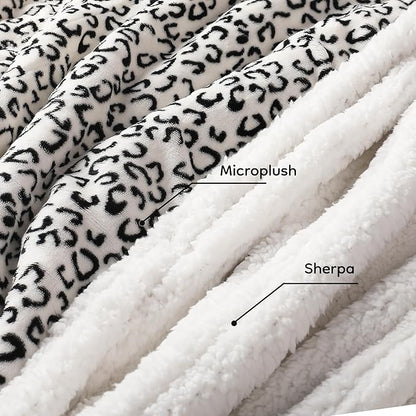 Electric Heated Blanket Full Size 72x84 - Leopard Print Flannel Soft Heating Blanket with 10 Heat Levels & Auto Shut Off, Machine Washable Warm Throw for Bed Couch, Black White
