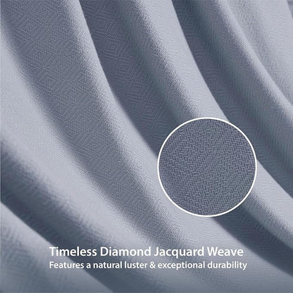 Queen Size Blanket, 70% Rayon (Derived from Bamboo) and 30% Cotton, Lightweight Jacquard Weave, Breathable and Soft Summer Blanket for Bed or Couch, 90” x 90”, Light Blue