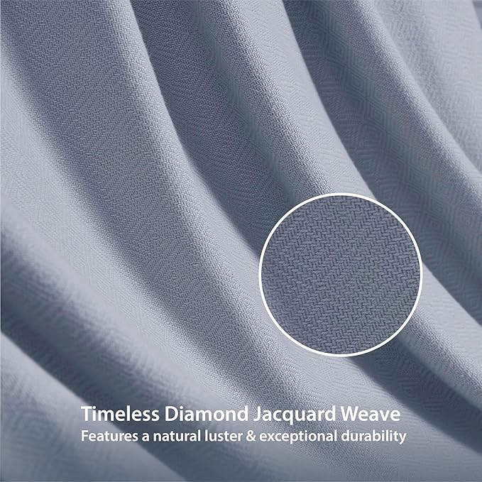 King Size Blanket, 70% Rayon (Derived from Bamboo) and 30% Cotton, Lightweight Jacquard Weave, Breathable and Soft Summer Blanket for Bed or Couch, 108” x 90”, Light Blue