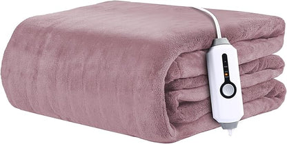 Electric Heated Blanket 50"x60" Throw Size - 4 Heat Settings, 3H Auto Shut Off, Ultra-Soft Coral Fleece Heated Blanket with Overheat Protection, Fast Heating, Cozy and Comfortable, Dark Pink