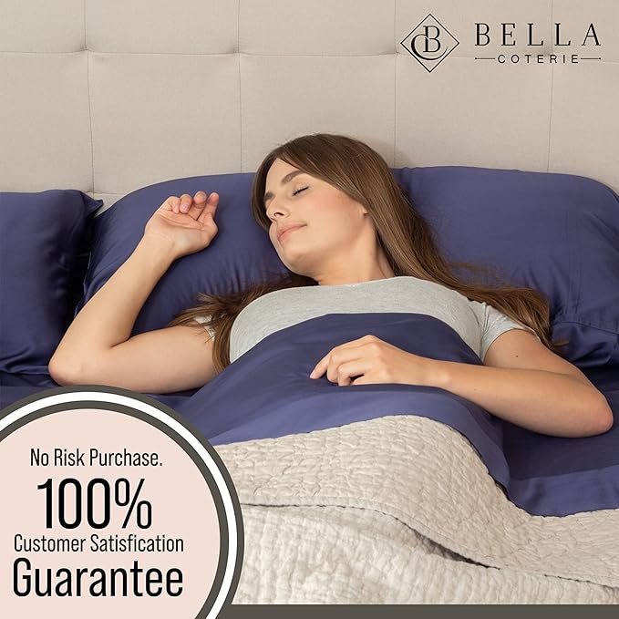 Bella Coterie Luxury Bamboo Viscose 34” Split Top King Size Sheet Set | 1 Fitted Sheet for Sleep Number & Adjustable Beds | 100% Organically Grown | Cooling & Soft | 18” Deep Pocket [Twilight Blue]