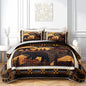 AILONEN Rustic Bear King Size Quilt Set,Wild Animal Hunting Themed Bedspread Coverlet + 2 Pillowcases,3-Piece Woodland Brown Bear Bed Cover for Boys Girls
