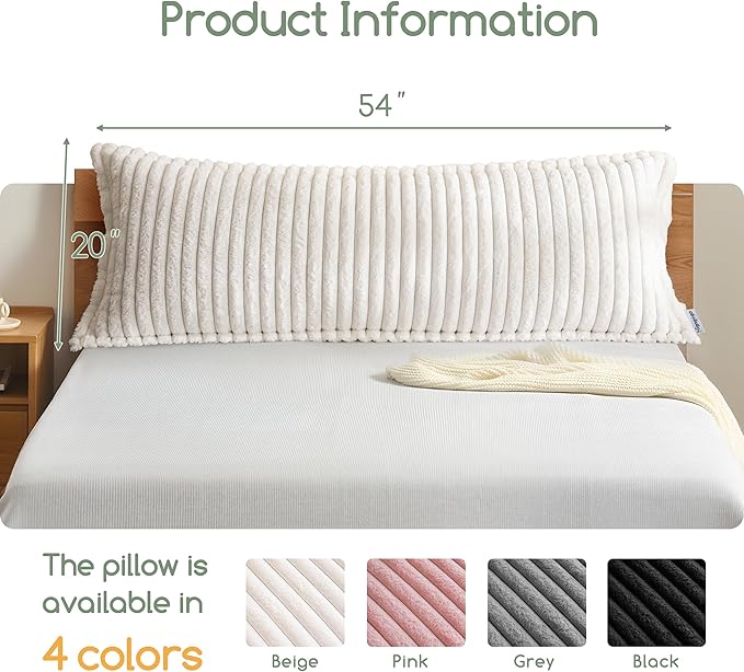 HIGOGOGO Memory Foam Body Pillow, Thickened Large Long Bed Pillow for Adults, Full Body Pillow with Removable Pillow Cover(20x54 Inch)