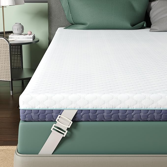 3 Inch Firm Mattress Topper Full XL Size, Memory Foam Bed Topper with Soft & Firm Options for Back Pain Relief, Mattress Topper with 2-Sided Cover, Ergonomic 5-Zone Design, CertiPUR Certified