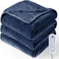 Electric Blanket Full Size 72"x84", Heated Blanket with 8 Heat Settings & 10 Hours Auto-Off, Navy Blue Double-sided Flannel Blanket, Heating Blanket for Bed, Full Body, Machine Washable, ETL Certified
