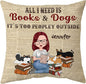 Hyturtle Personalized Book Lover Throw Pillow (Insert Included) Gifts for Girl Women Book Club on Birthday Valentines Day - Books & Dogs Custom Name Sofa Decoration Couch Cushion Home Decor Pillow