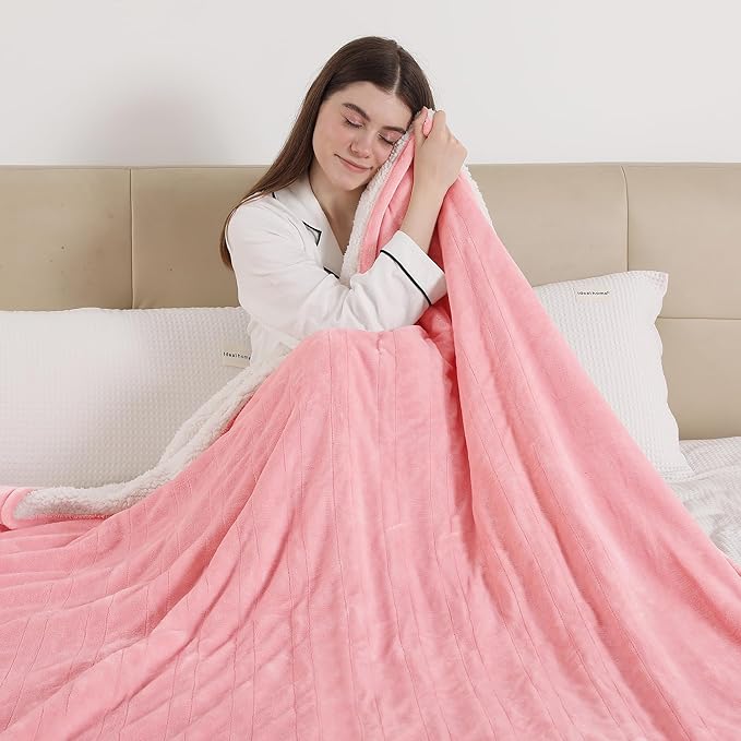 ESTINGO Twin Heated Blanket, 62"x84" Electric Blanket Twin Size with ETL & FCC Certification, Fast Heating Blanket with 5 temperatures & 10 Hours Auto Off, Machine Washable, Pale Pink