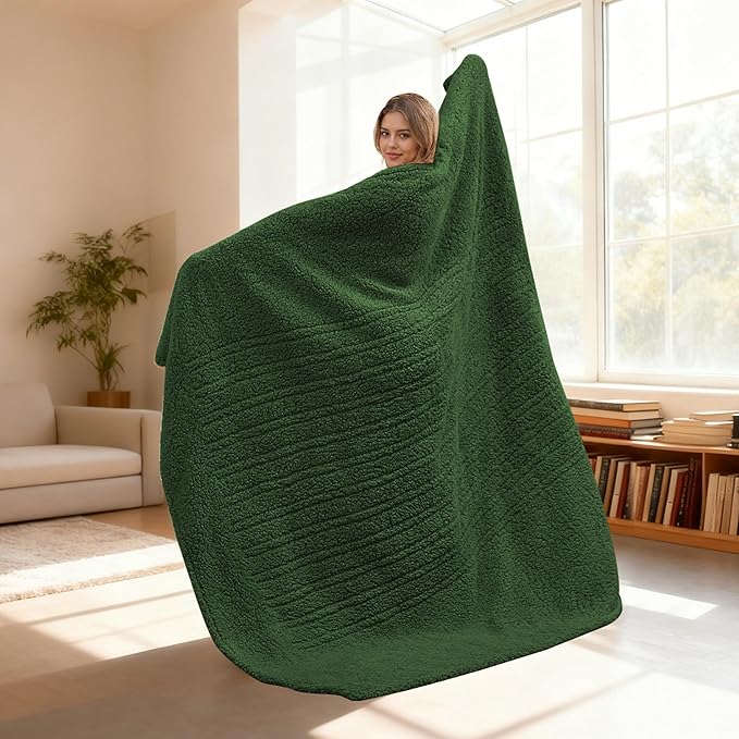 Electric Heated Blanket Full Size 72"×84" with 6 Heating Levels & 1-10Hs Auto Off, Heating Blanket Double Sided Plush Sherpa, Fast Heating, Machine Washable for Christmas Gift - Green