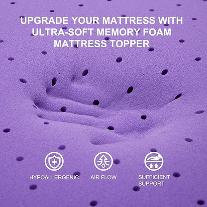 SINWEEK Gel Memory Foam Mattress Topper Twin XL, 1.5 in Twin Extra Long Mattress Pad for College Dorm Single Bed, Ventilated Soft Bed Topper, CertiPUR-US Certified, Twin XL Size