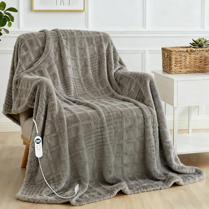 Heated Blanket Electric Full Blankey, 72"x84" Heating Blanket Waffle with 12 Heat Levels, Fast Heating Blanket with 1-12 Timer, Overheat Protection with ETL & FCC for Bed Home (Light Gray
