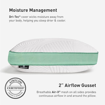Bedgear Level Cuddle Performance Pillow - Firm Bed Pillow for Side Sleepers - Moisture Wicking Removable Cover - Size 1.0